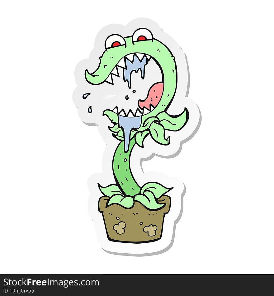 sticker of a cartoon carnivorous plant