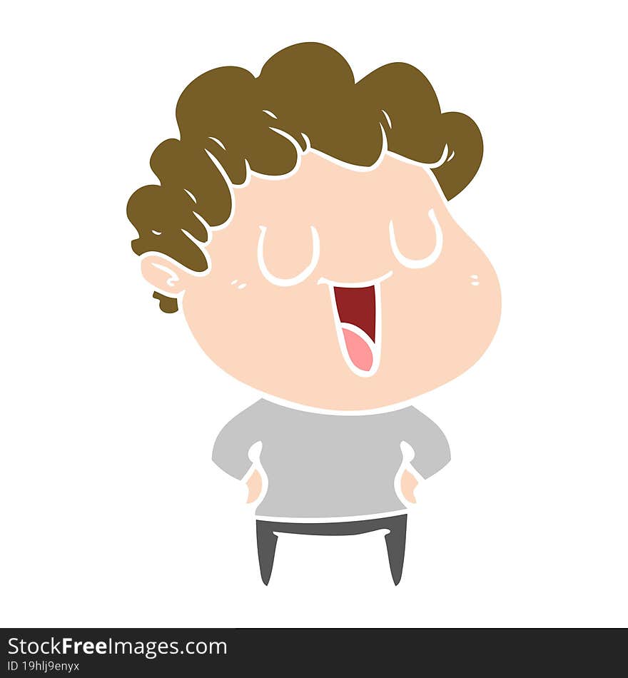 laughing flat color style cartoon man