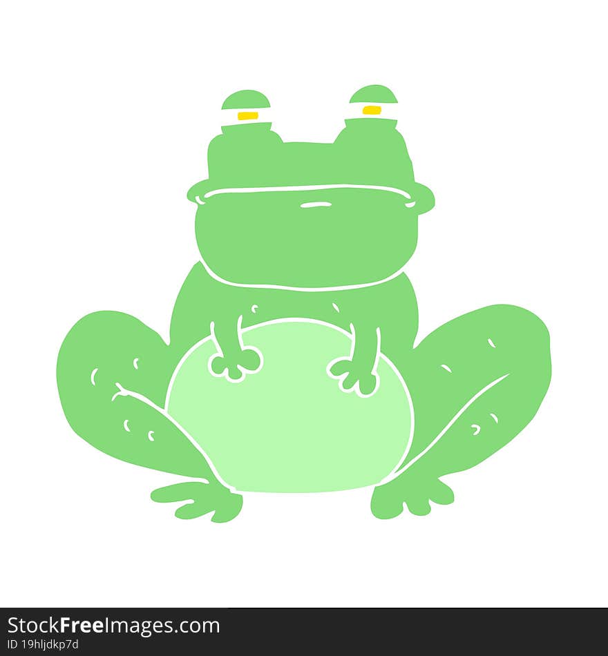 flat color illustration of a cartoon frog