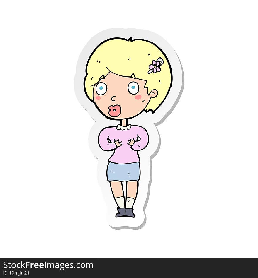 sticker of a cartoon surprised woman