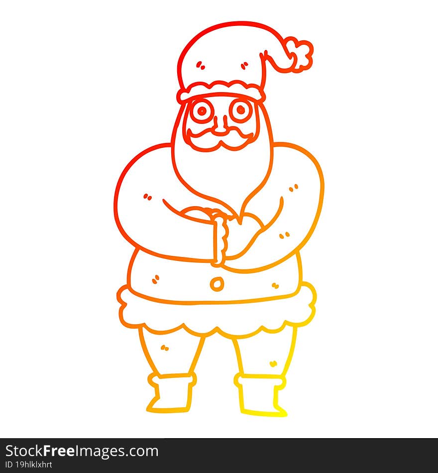 warm gradient line drawing of a cartoon father christmas