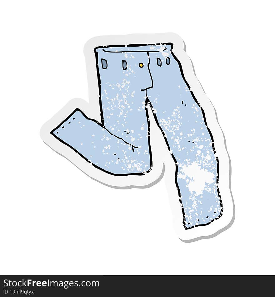 retro distressed sticker of a cartoon jeans