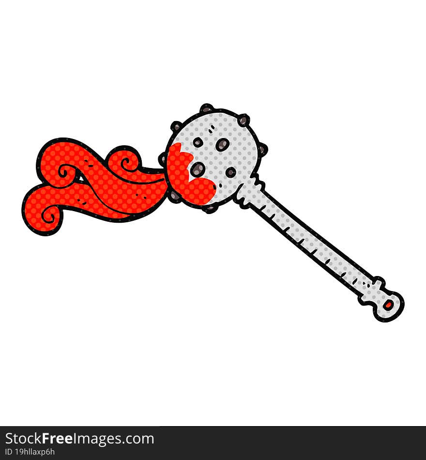 freehand drawn comic book style cartoon medieval mace