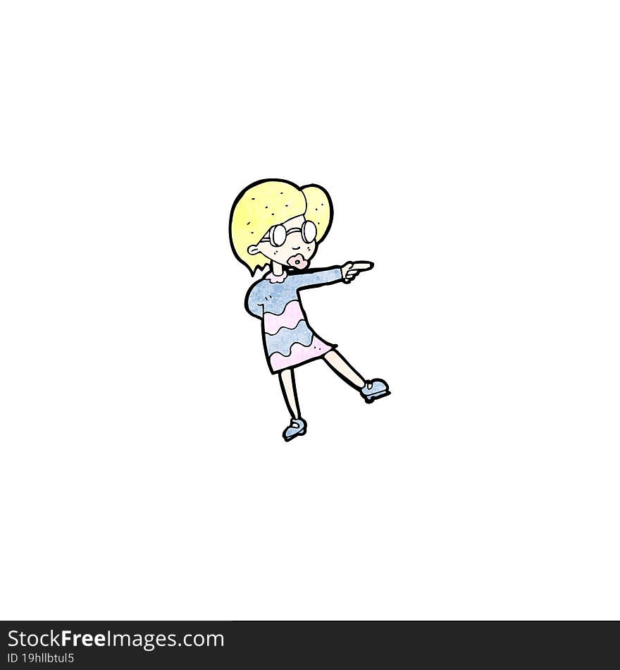 Cartoon Woman Pointing