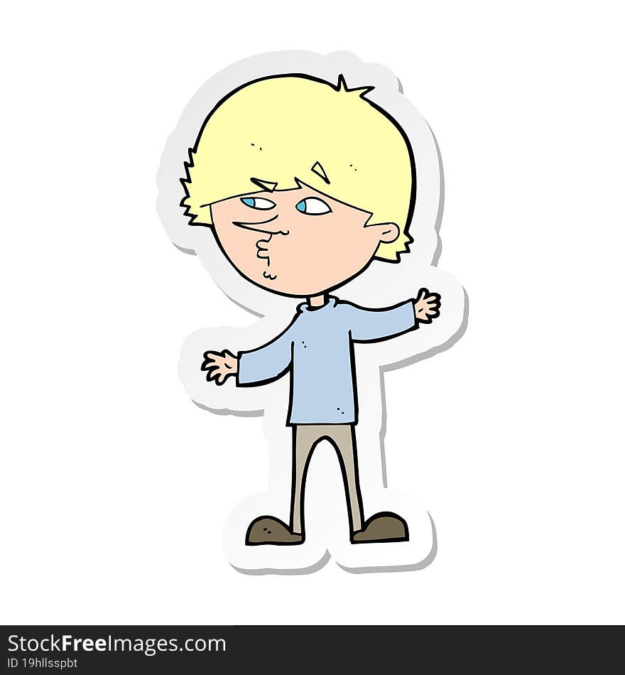 sticker of a cartoon curious man