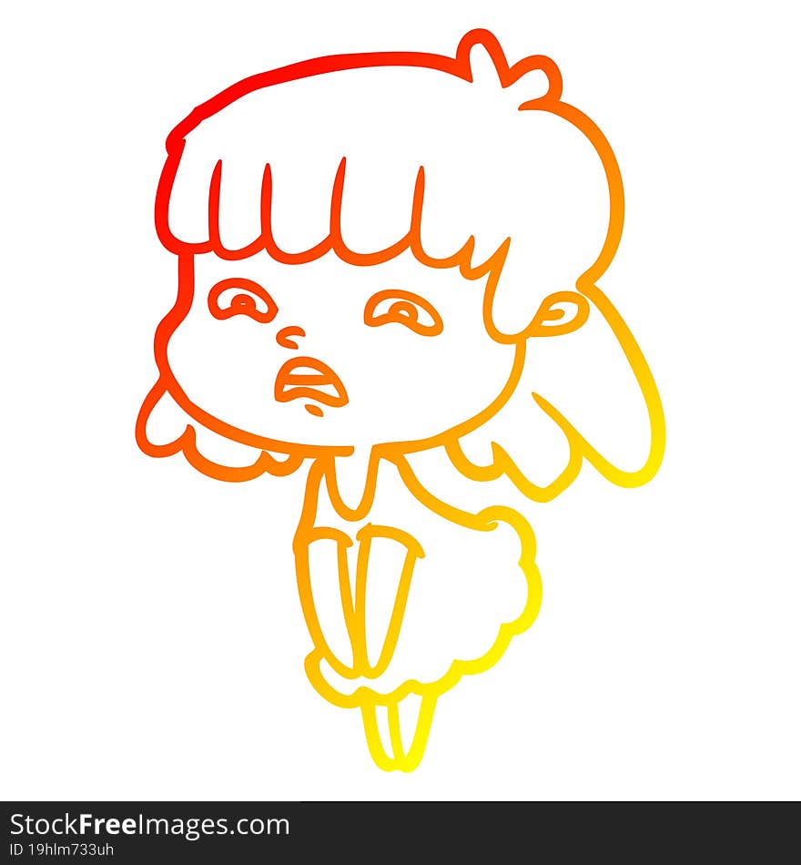 Warm Gradient Line Drawing Cartoon Worried Woman