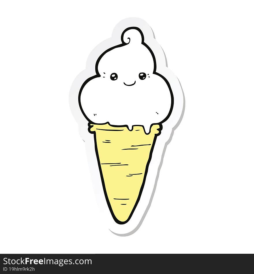 sticker of a cartoon ice cream