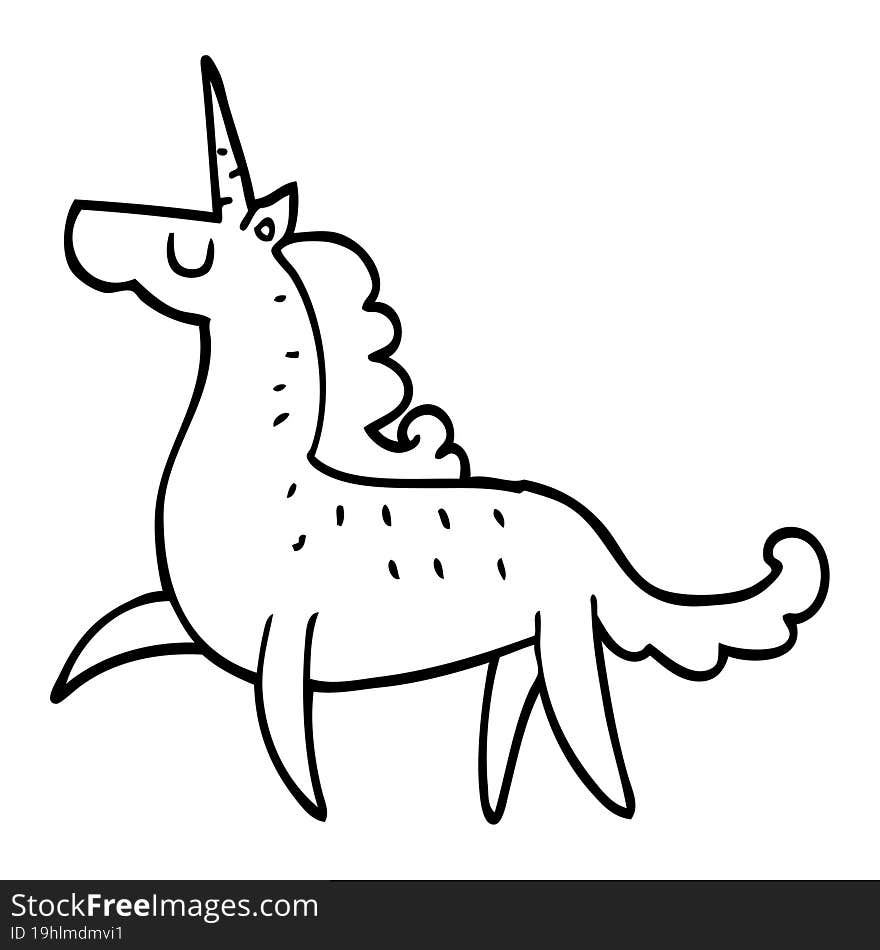 line drawing cartoon magical unicorn