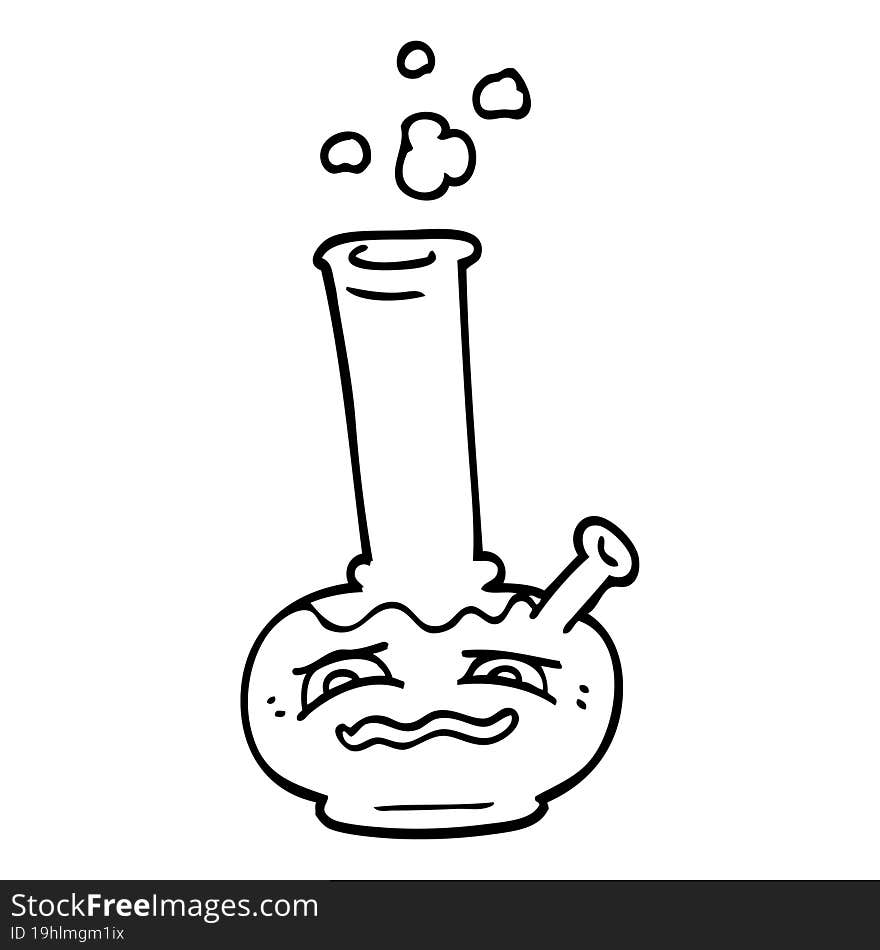 line drawing cartoon bong