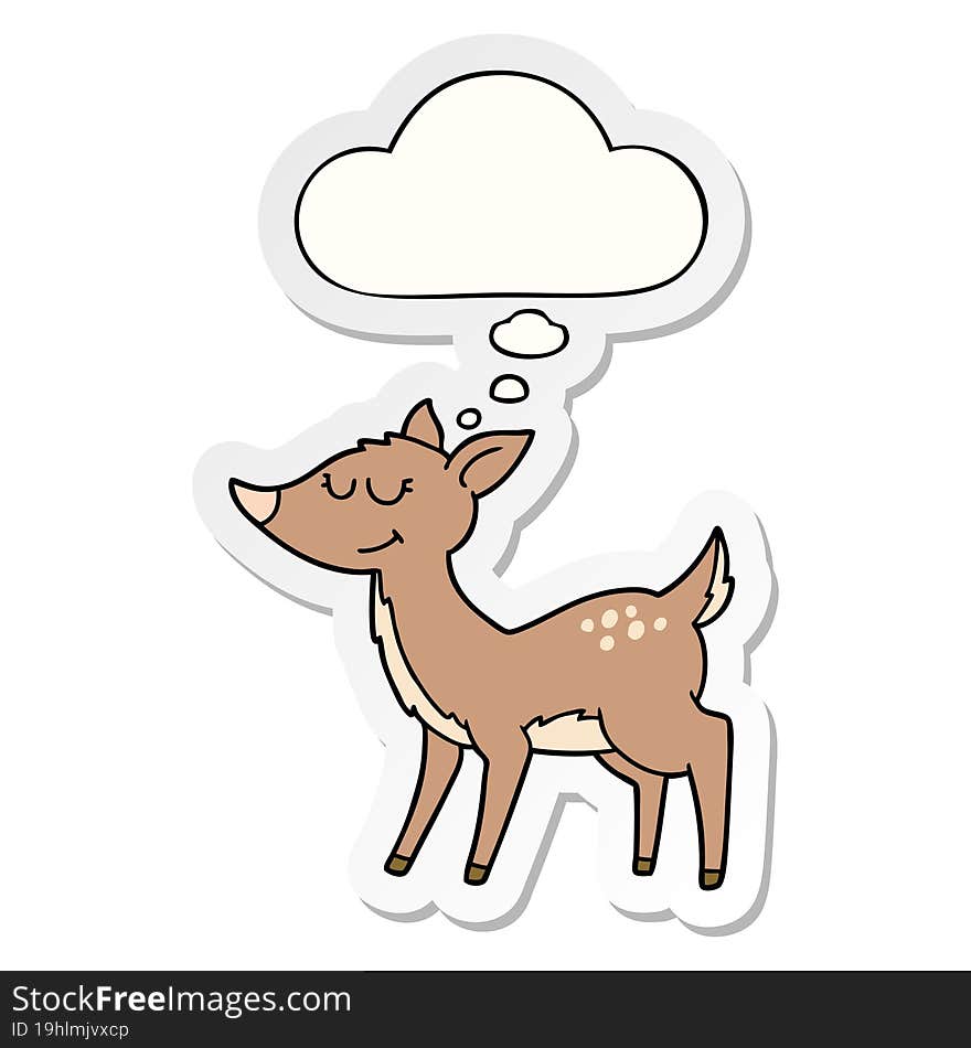 cartoon deer with thought bubble as a printed sticker