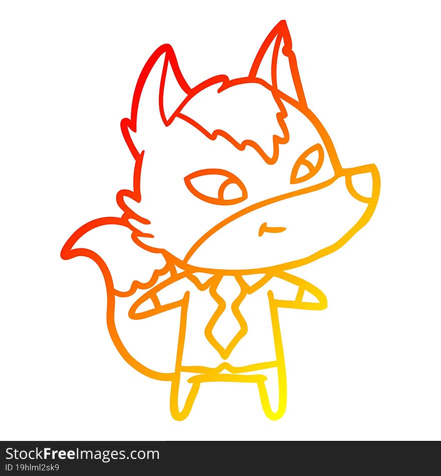 warm gradient line drawing friendly cartoon wolf manager