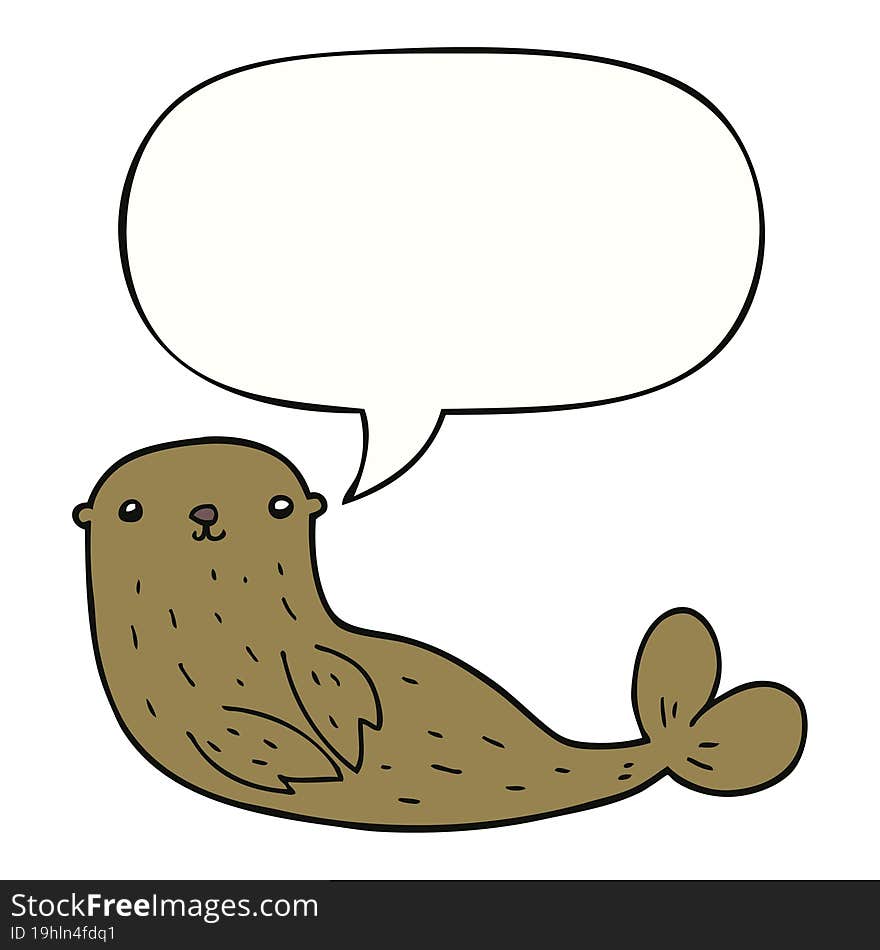 cartoon seal and speech bubble