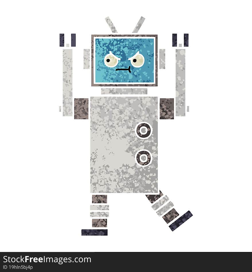 retro illustration style cartoon of a robot