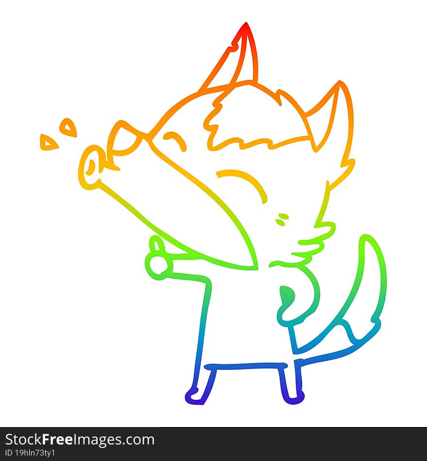 rainbow gradient line drawing howling wolf cartoon