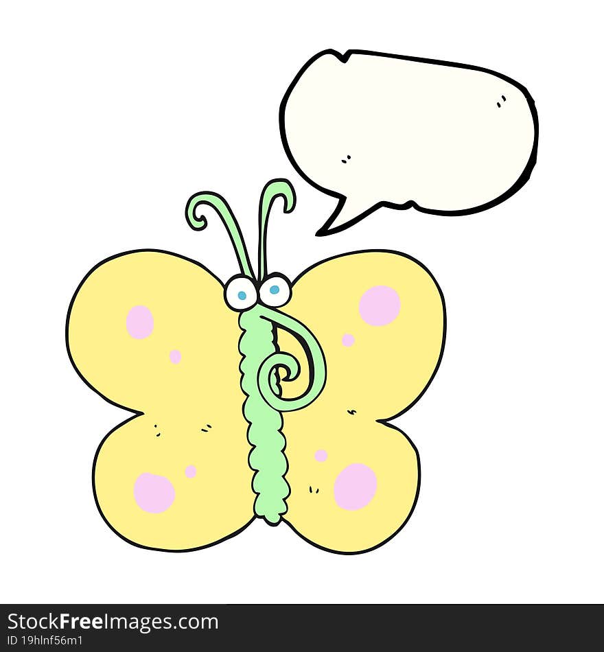 freehand drawn speech bubble cartoon butterfly