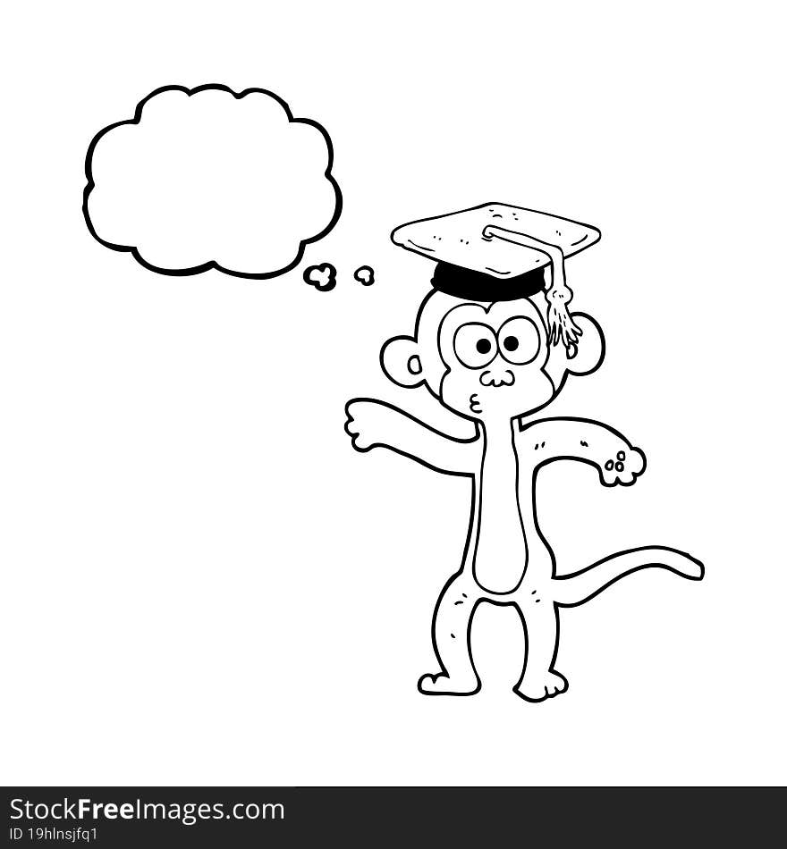 Thought Bubble Cartoon Graduate Monkey