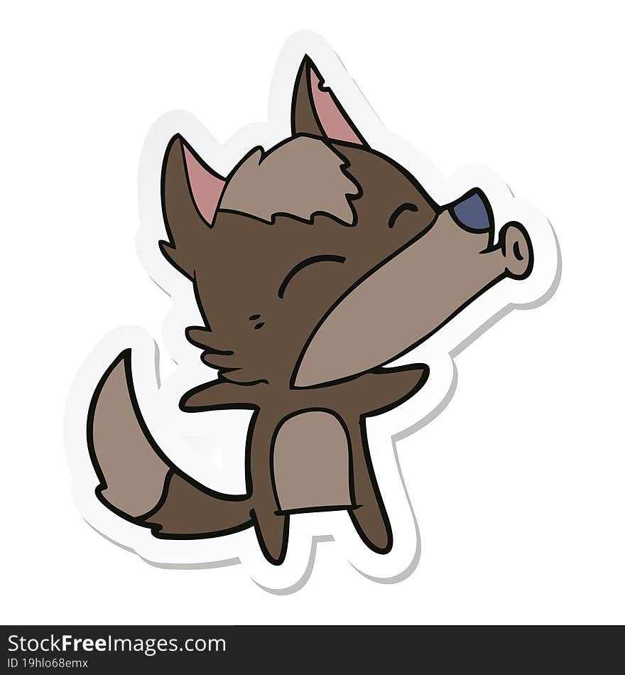 sticker of a cartoon howling wolf