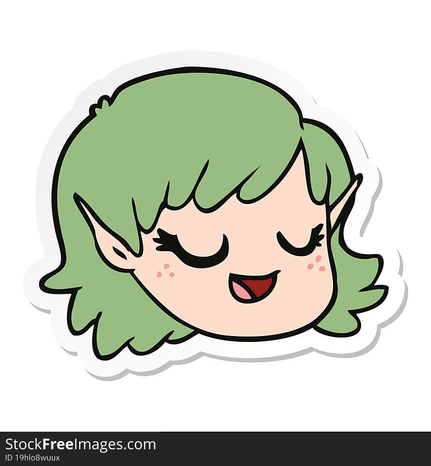 sticker of a cartoon elf girl