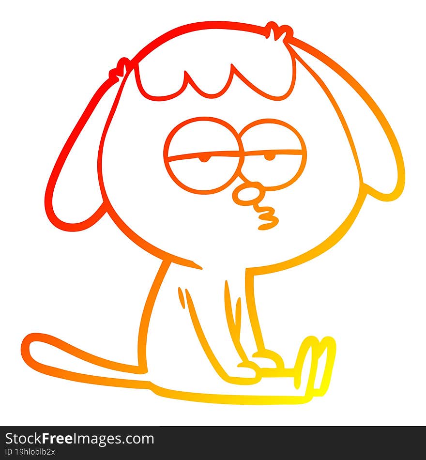 warm gradient line drawing cartoon tired dog