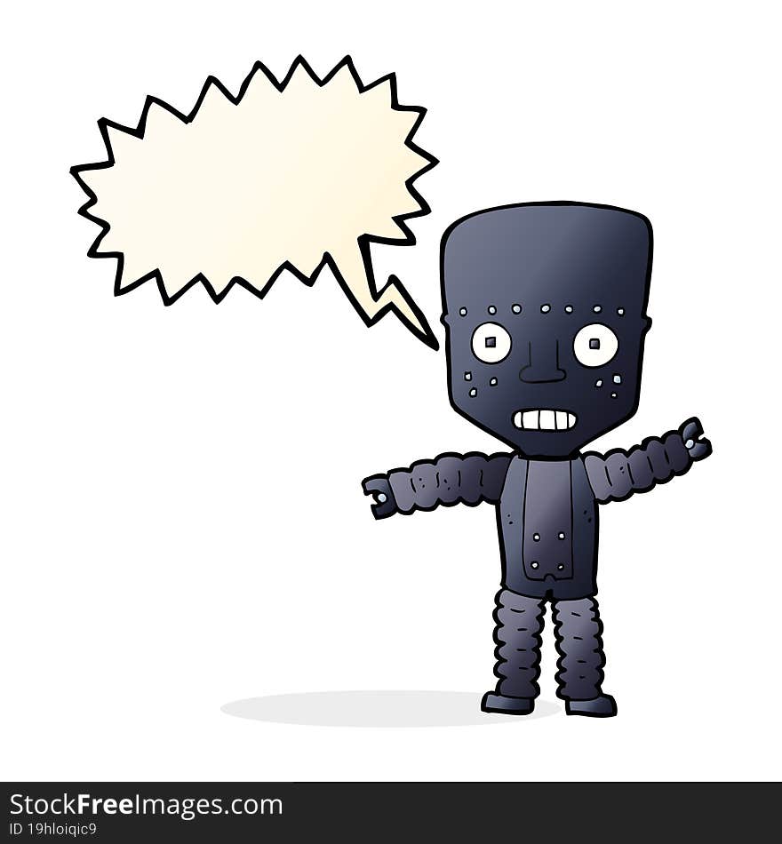 cartoon robot with speech bubble