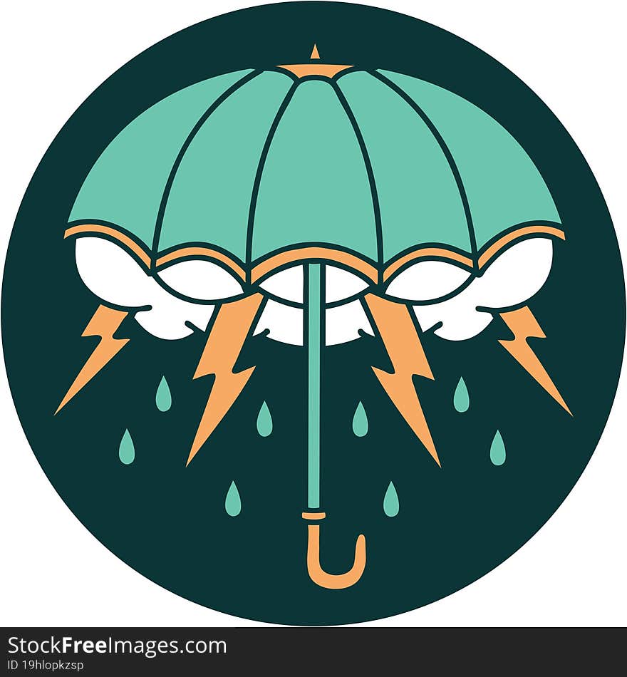 Tattoo Style Icon Of An Umbrella