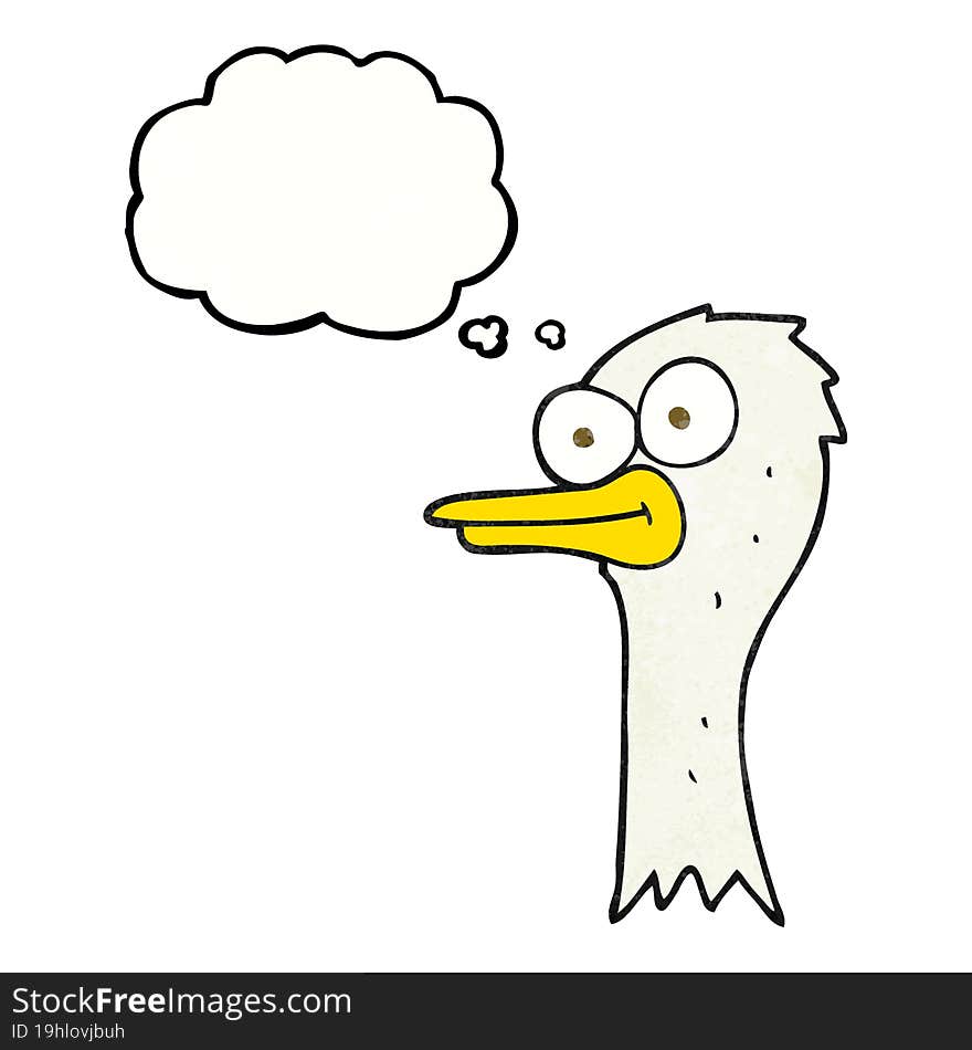 thought bubble textured cartoon ostrich head