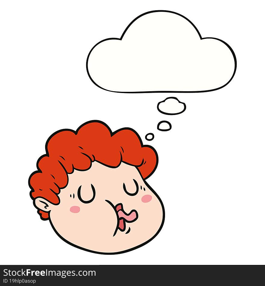 Cartoon Male Face And Thought Bubble