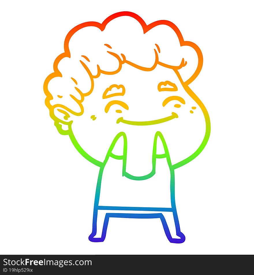 rainbow gradient line drawing cartoon friendly man