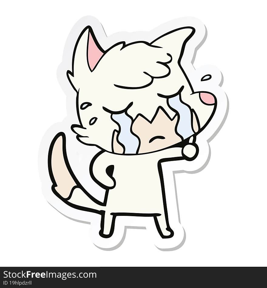 sticker of a crying fox cartoon