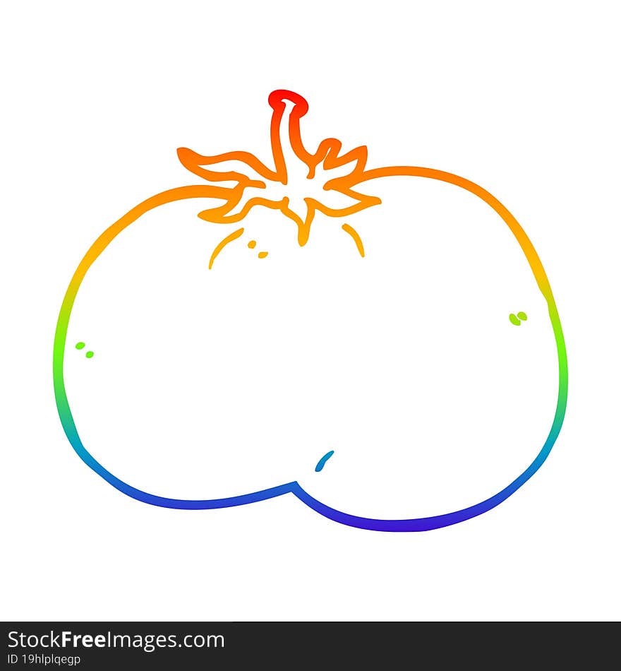 Rainbow Gradient Line Drawing Cartoon Tomato