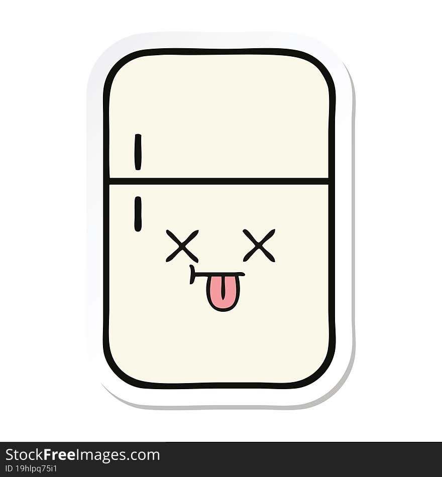 Sticker Of A Cute Cartoon Fridge Freezer