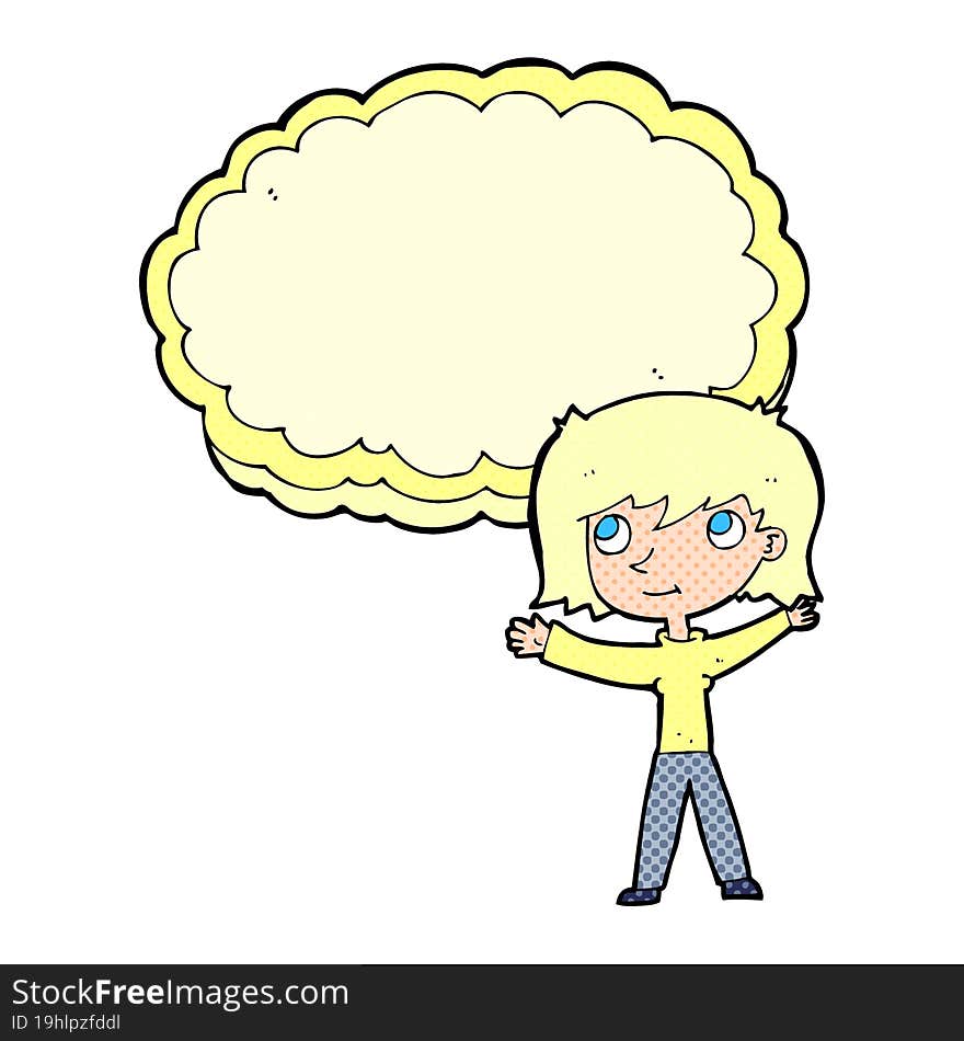 cartoon woman with text cloud space