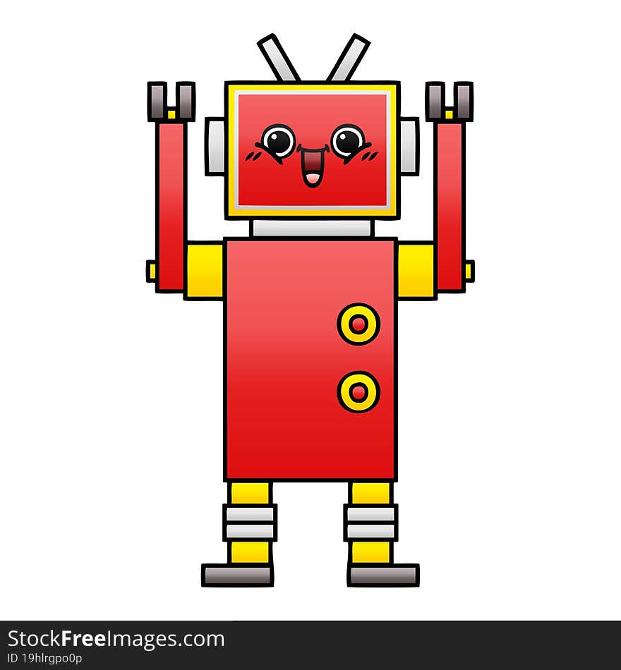 Gradient Shaded Cartoon Happy Robot