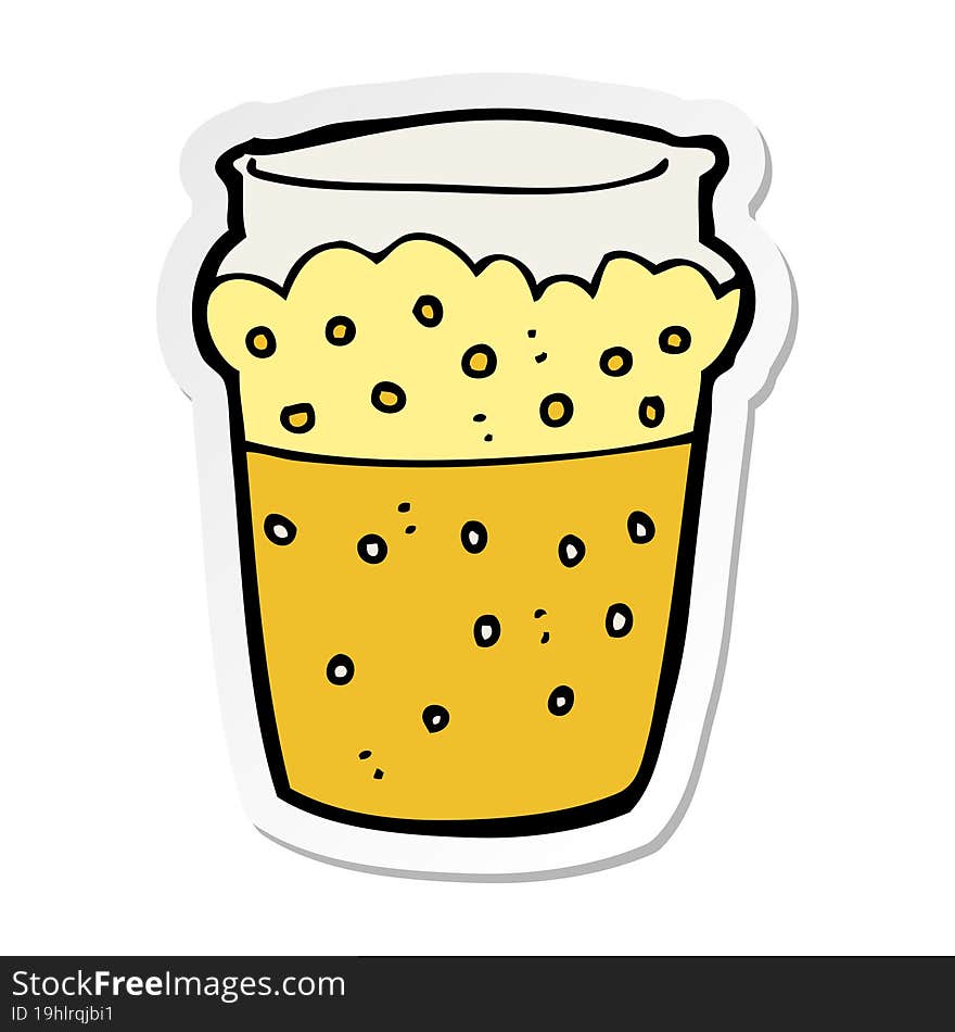 Sticker Of A Cartoon Glass Of Beer