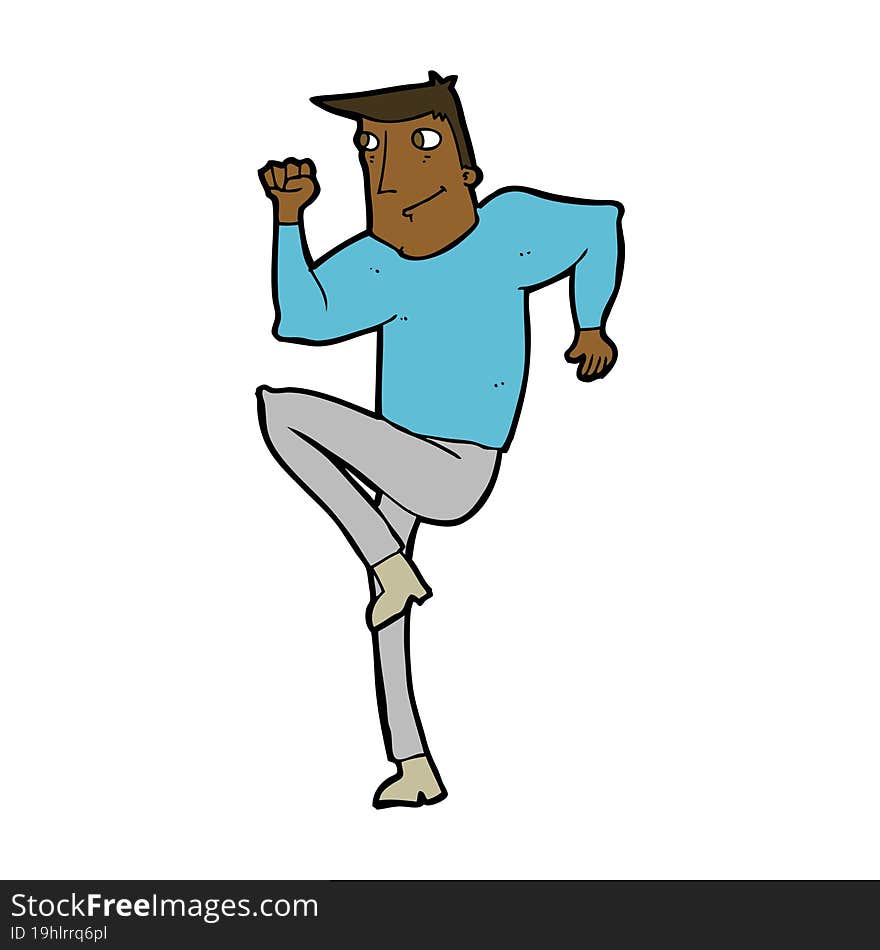 cartoon man jogging on spot