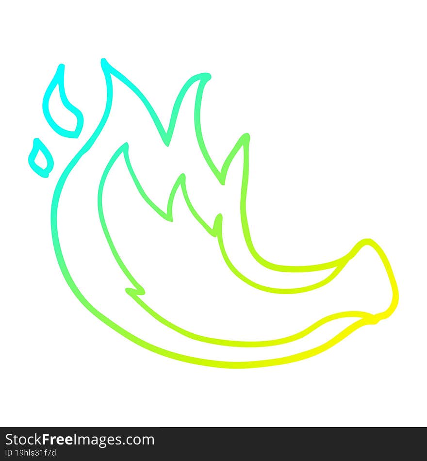 Cold Gradient Line Drawing Cartoon Gas Flame