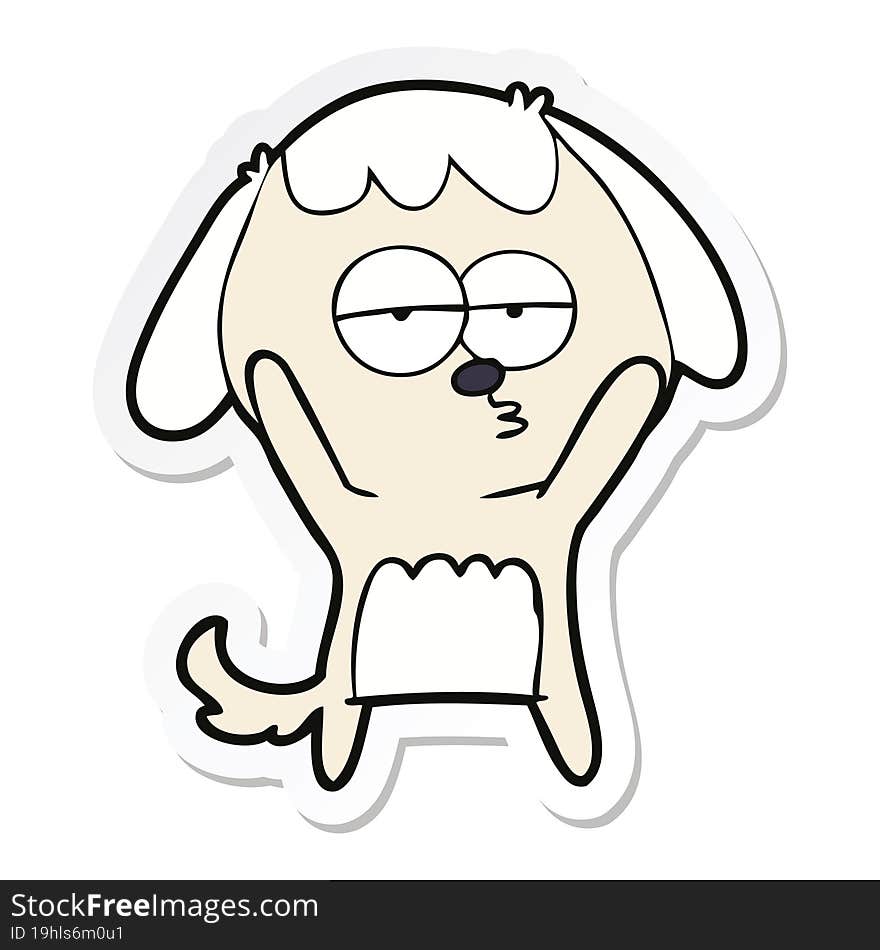 Sticker Of A Cartoon Bored Dog