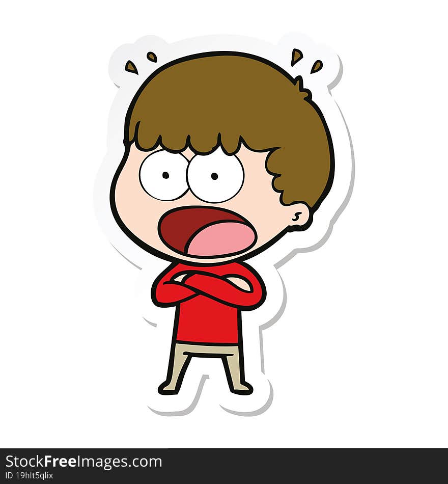 sticker of a cartoon shocked man