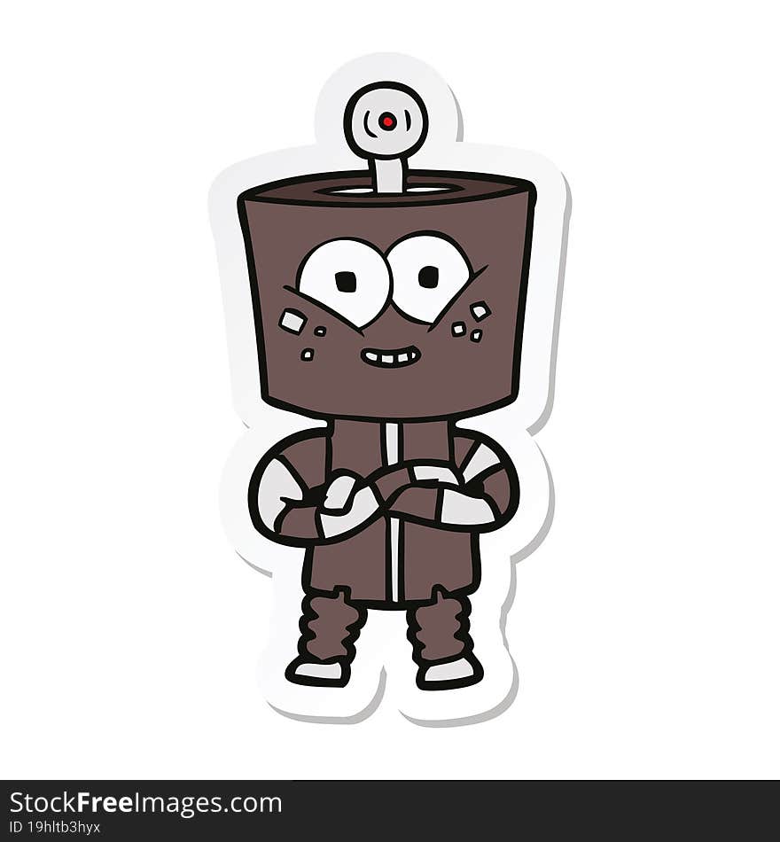 sticker of a happy cartoon robot