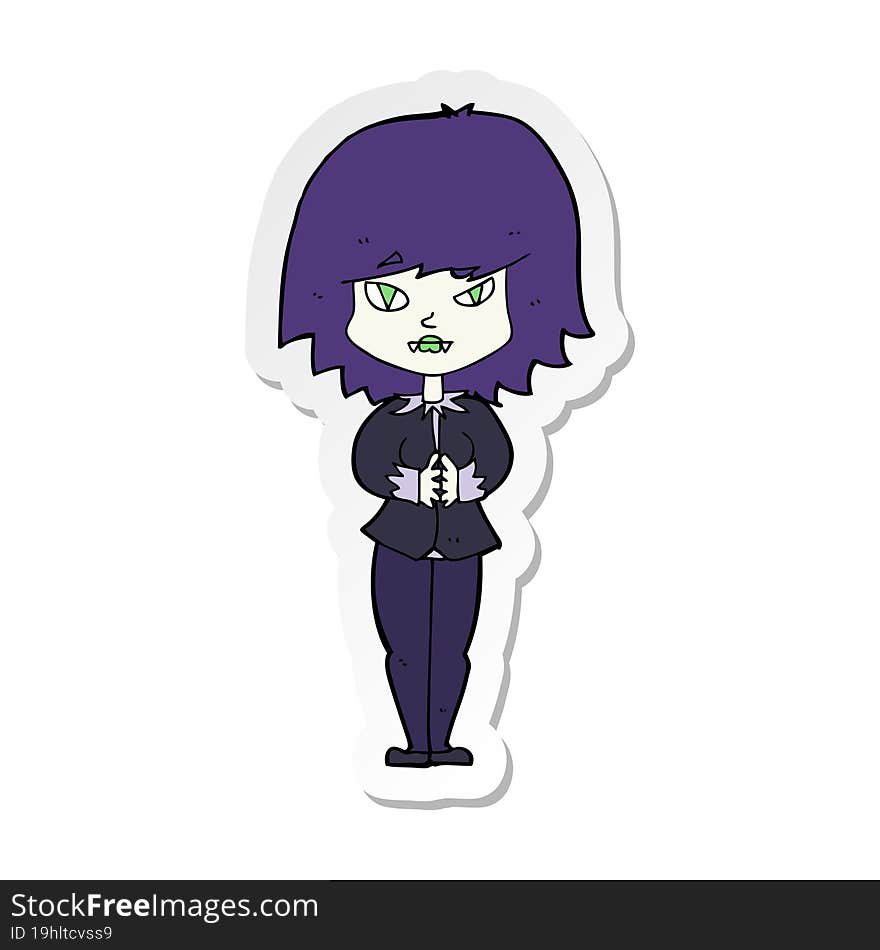 sticker of a cartoon vampire woman