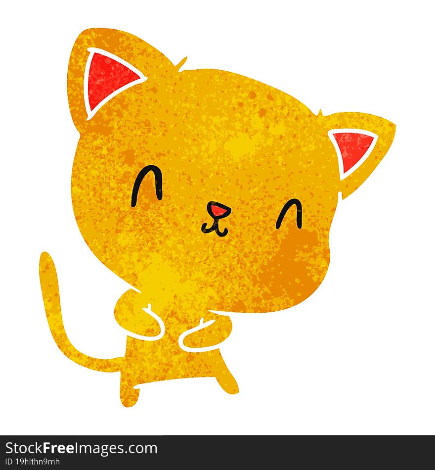 retro cartoon illustration of cute kawaii cat. retro cartoon illustration of cute kawaii cat