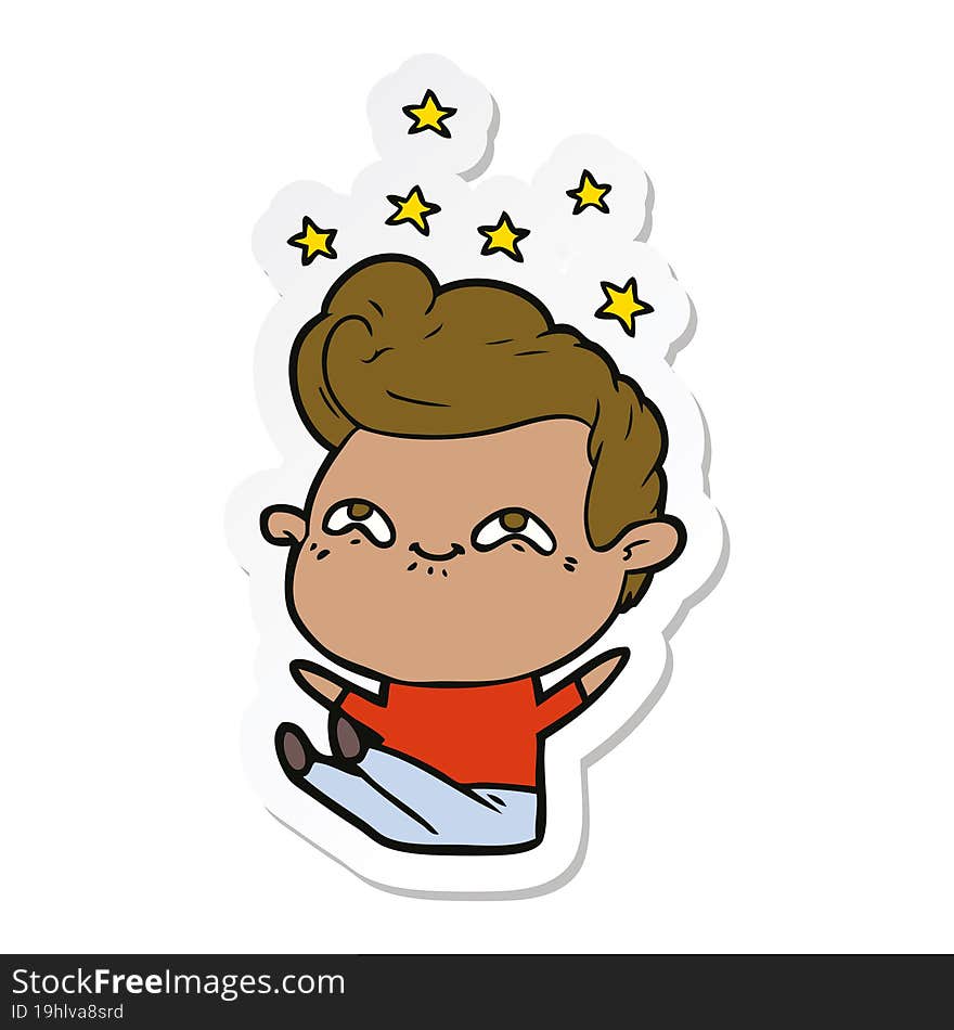 sticker of a cartoon excited man