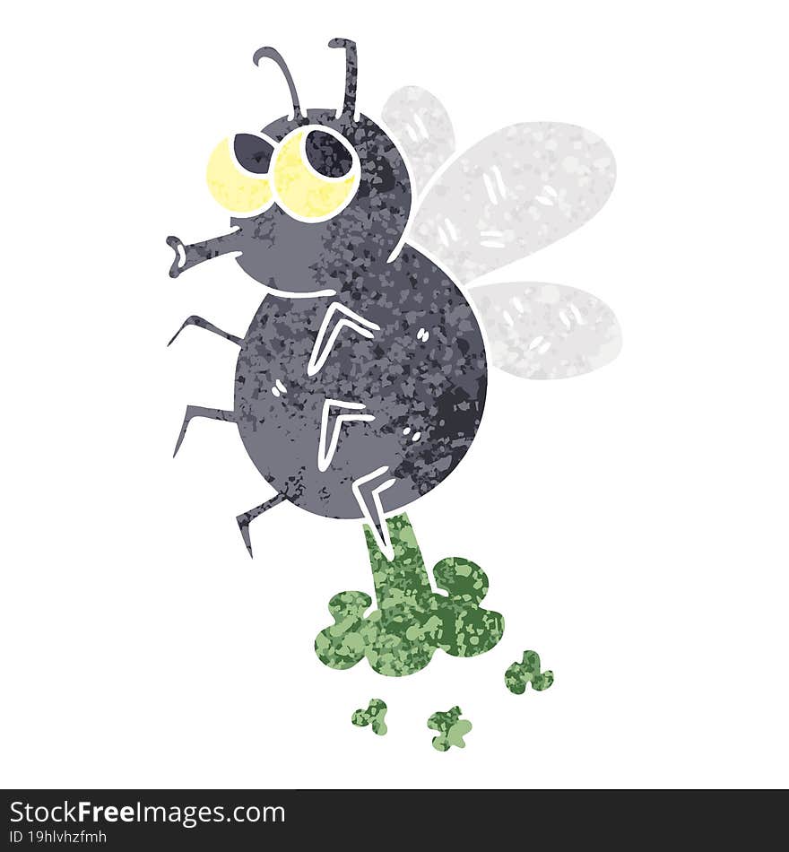 retro illustration style quirky cartoon fly. retro illustration style quirky cartoon fly