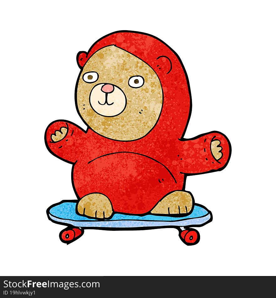 Cartoon Bear On Skateboard