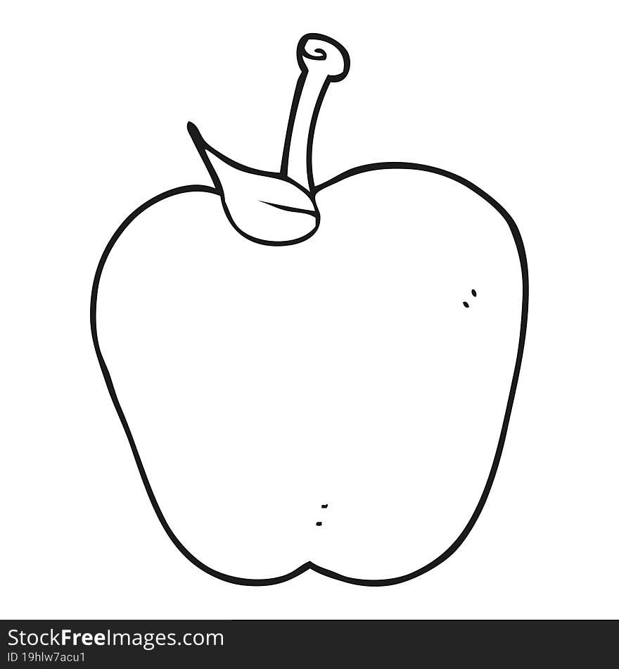 freehand drawn black and white cartoon apple