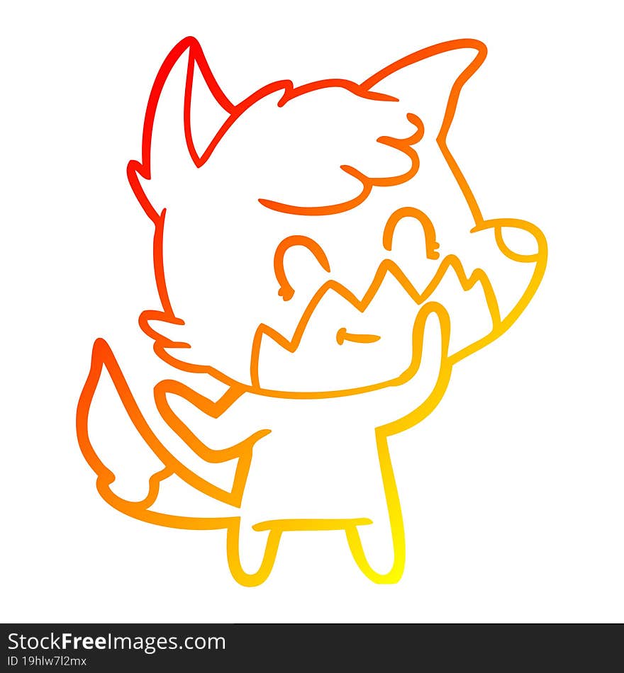 warm gradient line drawing cartoon friendly fox