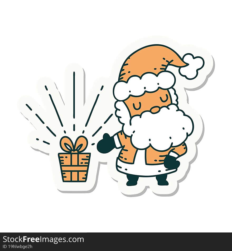 sticker of a tattoo style santa claus christmas character