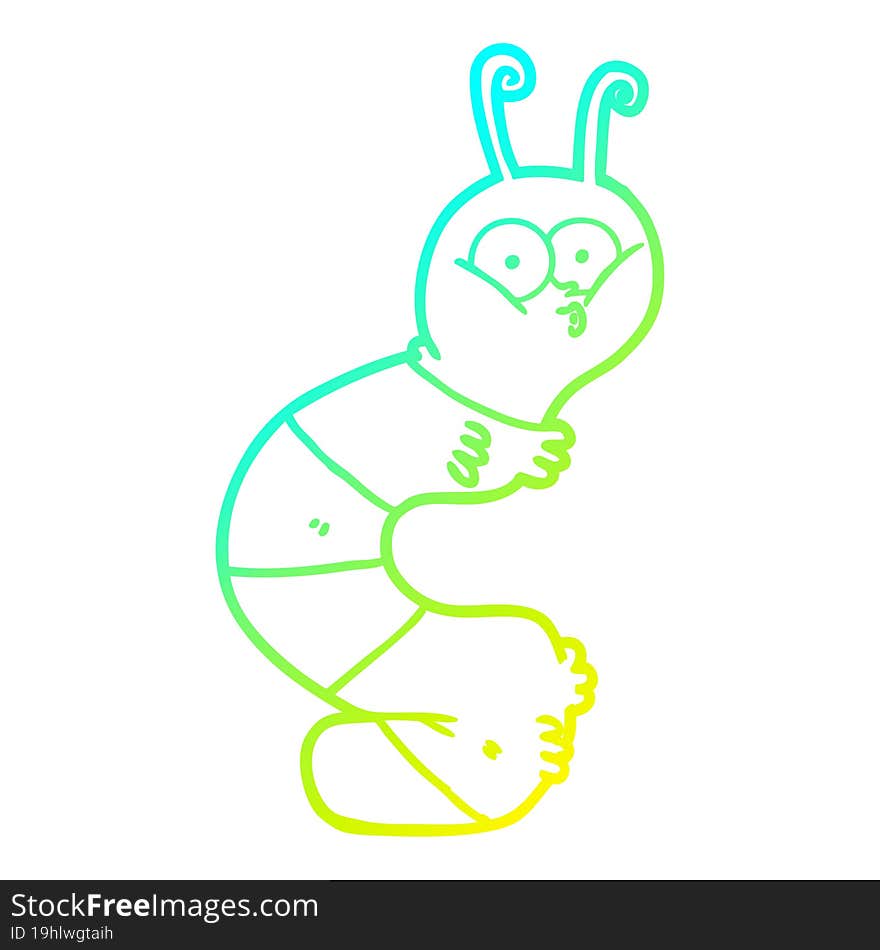 cold gradient line drawing funny cartoon caterpillar