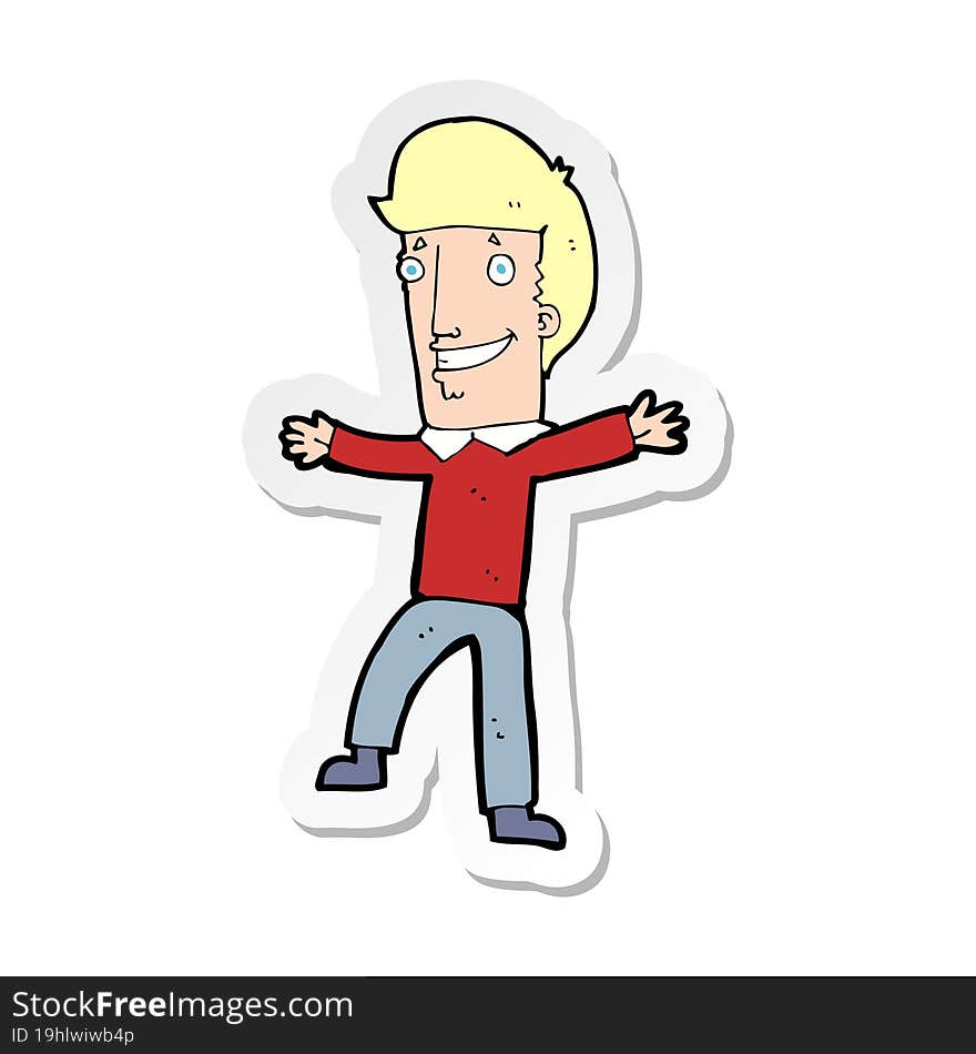 sticker of a cartoon happy man