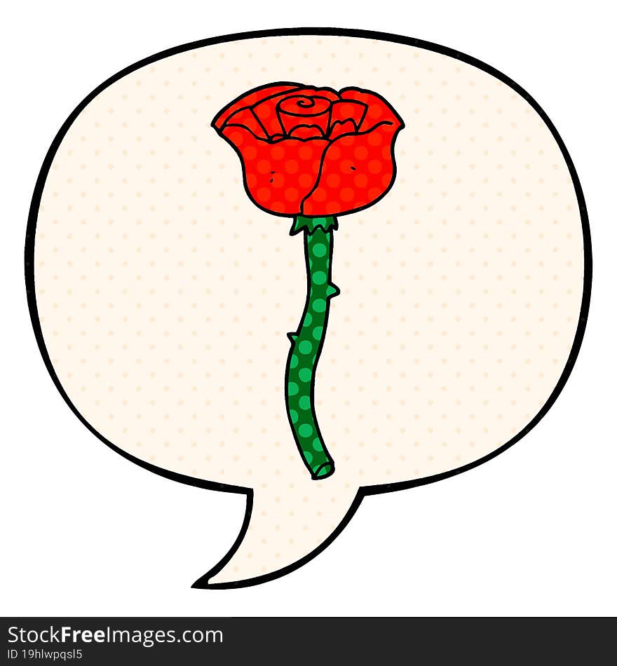 cartoon flower and speech bubble in comic book style